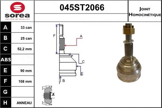 STARTCAR 045ST2066 - Joint Kit, drive shaft autospares.lv