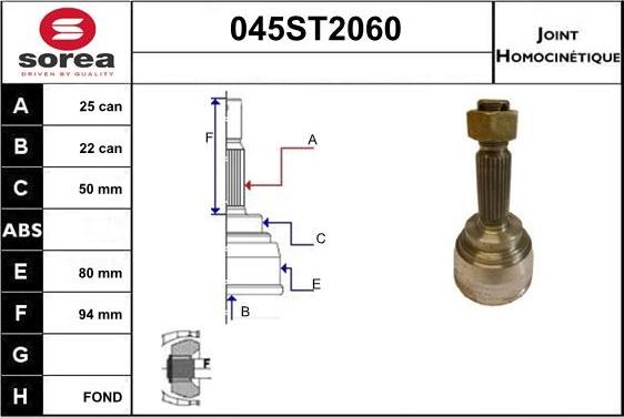 STARTCAR 045ST2060 - Joint Kit, drive shaft autospares.lv