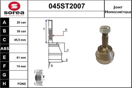 STARTCAR 045ST2007 - Joint Kit, drive shaft autospares.lv