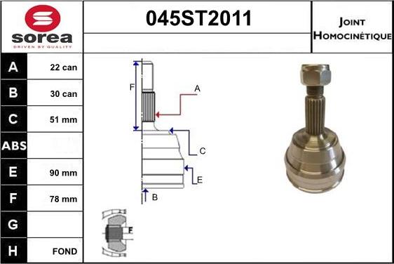 STARTCAR 045ST2011 - Joint Kit, drive shaft autospares.lv