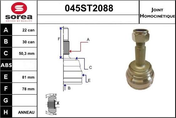 STARTCAR 045ST2088 - Joint Kit, drive shaft autospares.lv