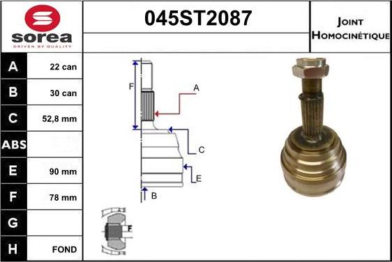 STARTCAR 045ST2087 - Joint Kit, drive shaft autospares.lv