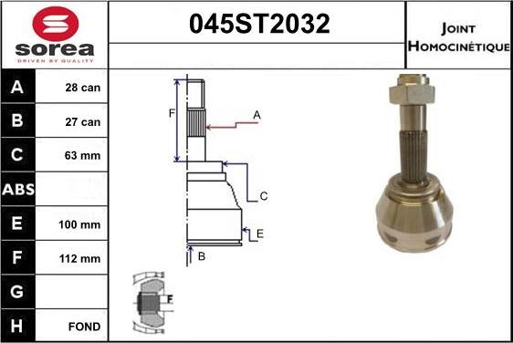 STARTCAR 045ST2032 - Joint Kit, drive shaft autospares.lv