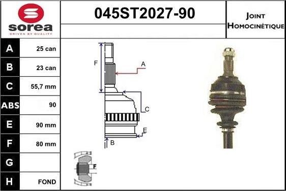 STARTCAR 045ST2027-90 - Joint Kit, drive shaft autospares.lv