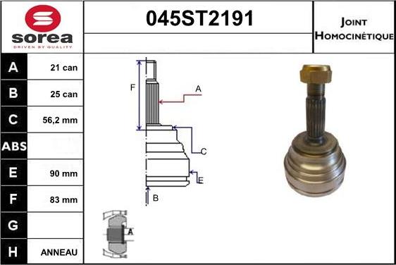 STARTCAR 045ST2191 - Joint Kit, drive shaft autospares.lv