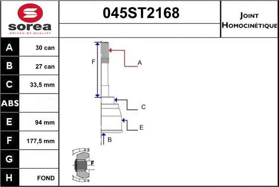 STARTCAR 045ST2168 - Joint Kit, drive shaft autospares.lv