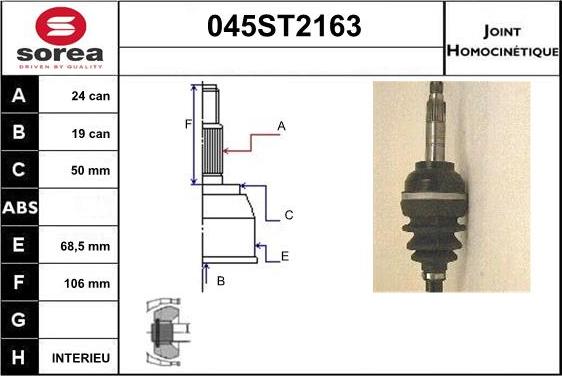 STARTCAR 045ST2163 - Joint Kit, drive shaft autospares.lv