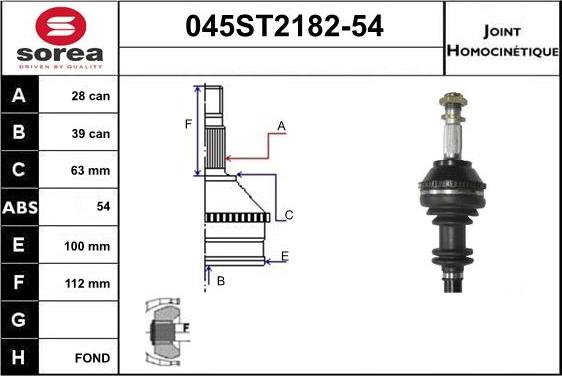 STARTCAR 045ST2182-54 - Joint Kit, drive shaft autospares.lv