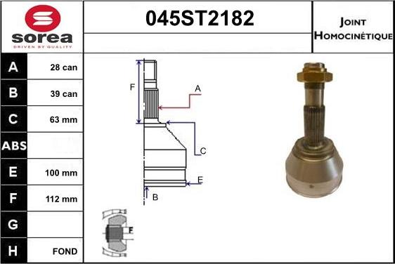 STARTCAR 045ST2182 - Joint Kit, drive shaft autospares.lv