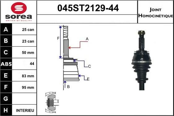 STARTCAR 045ST2129-44 - Joint Kit, drive shaft autospares.lv