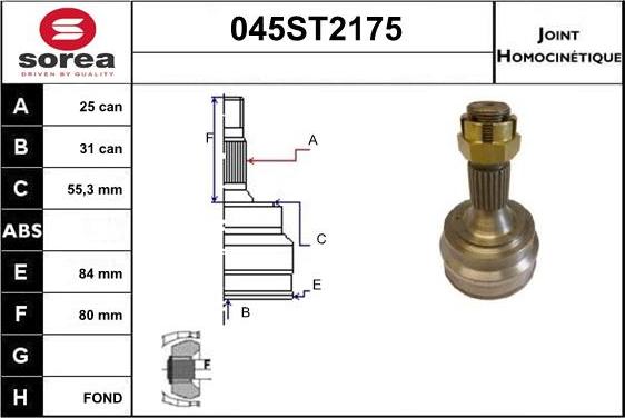 STARTCAR 045ST2175 - Joint Kit, drive shaft autospares.lv