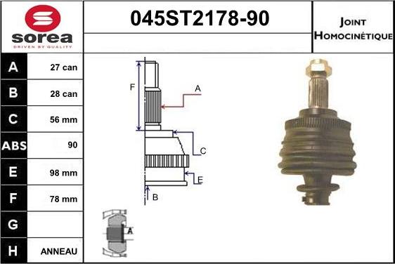 STARTCAR 045ST2178-90 - Joint Kit, drive shaft autospares.lv