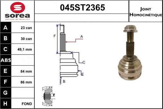 STARTCAR 045ST2365 - Joint Kit, drive shaft autospares.lv