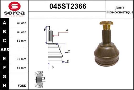 STARTCAR 045ST2366 - Joint Kit, drive shaft autospares.lv