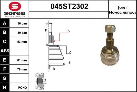 STARTCAR 045ST2302 - Joint Kit, drive shaft autospares.lv