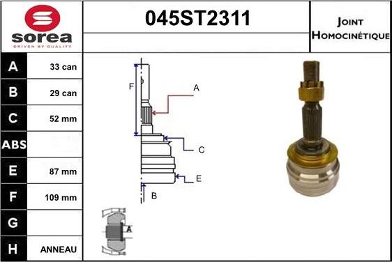 STARTCAR 045ST2311 - Joint Kit, drive shaft autospares.lv