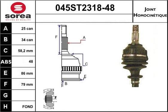 STARTCAR 045ST2318-48 - Joint Kit, drive shaft autospares.lv