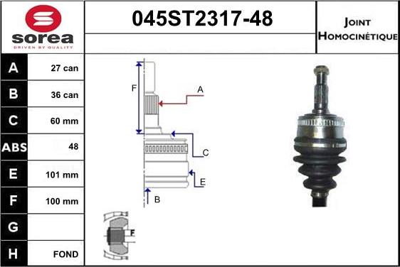 STARTCAR 045ST2317-48 - Joint Kit, drive shaft autospares.lv