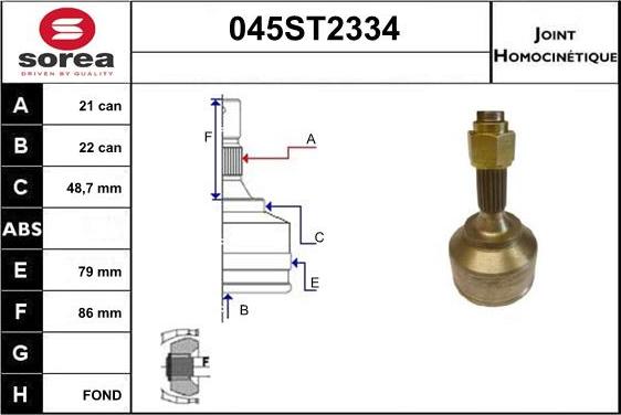 STARTCAR 045ST2334 - Joint Kit, drive shaft autospares.lv