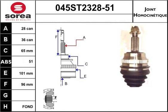 STARTCAR 045ST2328-51 - Joint Kit, drive shaft autospares.lv