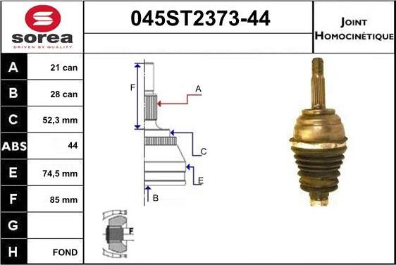 STARTCAR 045ST2373-44 - Joint Kit, drive shaft autospares.lv