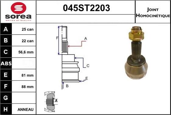 STARTCAR 045ST2203 - Joint Kit, drive shaft autospares.lv