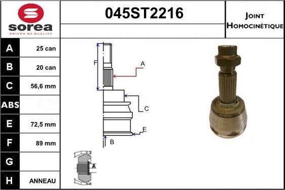 STARTCAR 045ST2216 - Joint Kit, drive shaft autospares.lv