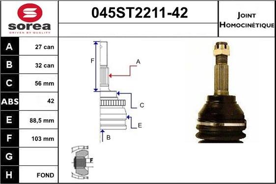 STARTCAR 045ST2211-42 - Joint Kit, drive shaft autospares.lv