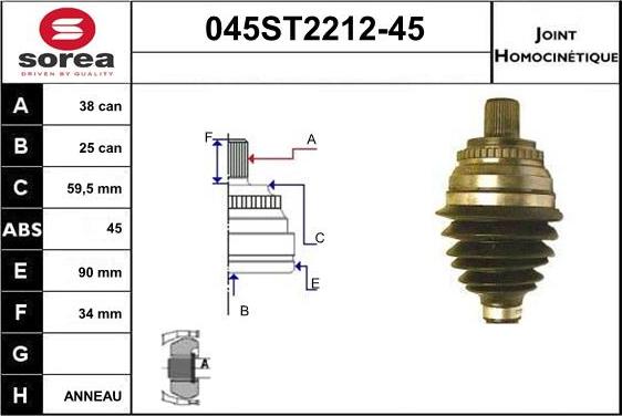 STARTCAR 045ST2212-45 - Joint Kit, drive shaft autospares.lv