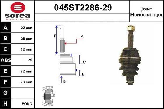 STARTCAR 045ST2286-29 - Joint Kit, drive shaft autospares.lv