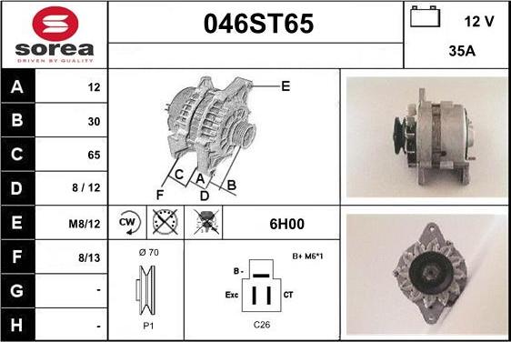 STARTCAR 046ST65 - Alternator autospares.lv