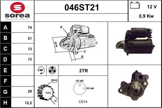 STARTCAR 046ST21 - Starter autospares.lv