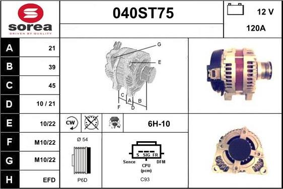 STARTCAR 040ST75 - Alternator autospares.lv