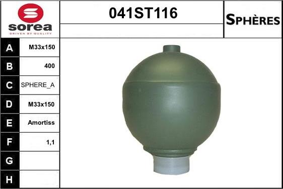 STARTCAR 041ST116 - Suspension Sphere, pneumatic suspension autospares.lv