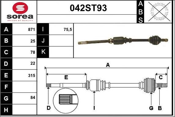 STARTCAR 042ST93 - Drive Shaft autospares.lv