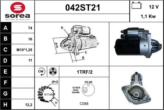 STARTCAR 042ST21 - Starter autospares.lv