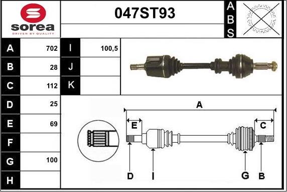 STARTCAR 047ST93 - Drive Shaft autospares.lv