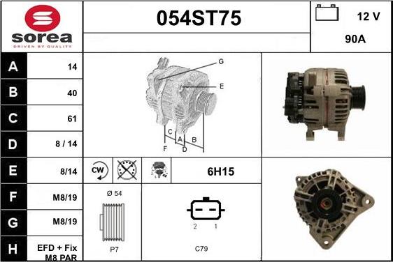 STARTCAR 054ST75 - Alternator autospares.lv