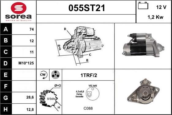 STARTCAR 055ST21 - Starter autospares.lv