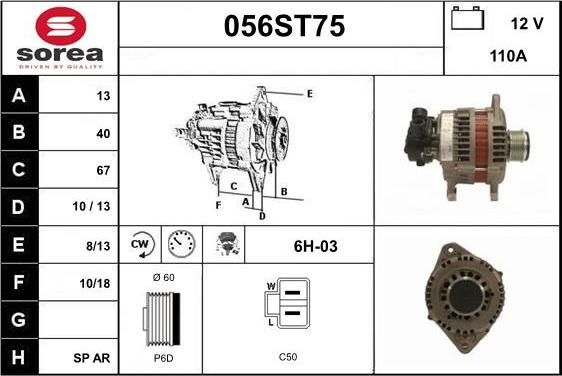 STARTCAR 056ST75 - Alternator autospares.lv