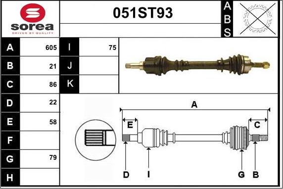 STARTCAR 051ST93 - Drive Shaft autospares.lv