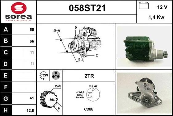 STARTCAR 058ST21 - Starter autospares.lv