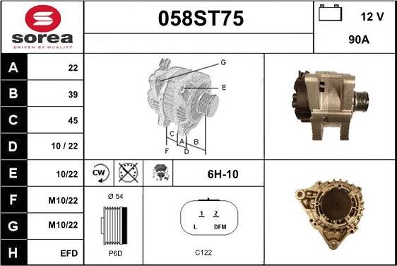 STARTCAR 058ST75 - Alternator autospares.lv