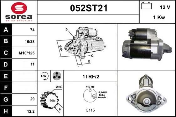 STARTCAR 052ST21 - Starter autospares.lv