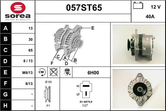 STARTCAR 057ST65 - Alternator autospares.lv