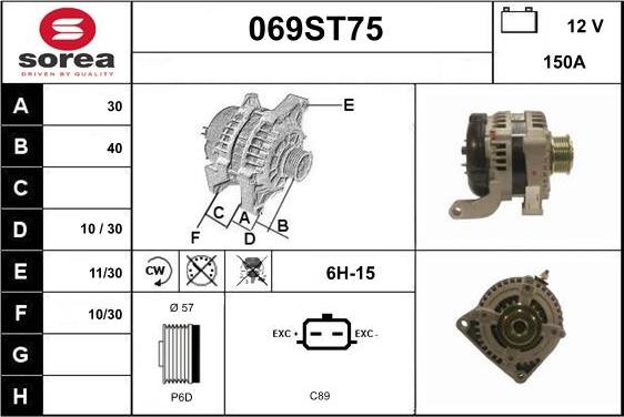 STARTCAR 069ST75 - Alternator autospares.lv