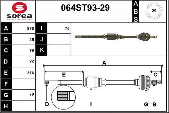 STARTCAR 064ST93-29 - Drive Shaft autospares.lv