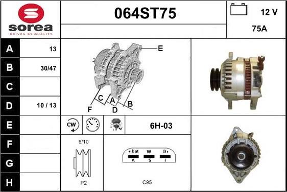 STARTCAR 064ST75 - Alternator autospares.lv