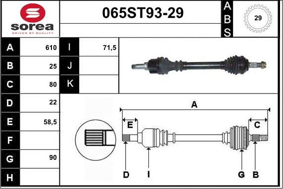 STARTCAR 065ST93-29 - Drive Shaft autospares.lv