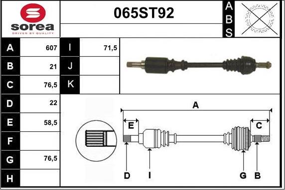 STARTCAR 065ST92 - Drive Shaft autospares.lv